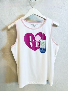 SPORT HALEY Women’s White & Pink  LOVE Graphic Pickle Ball Tank Top, Size M, NWT